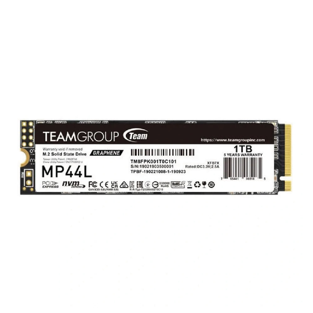 Disco SSD Team Group M.2 PCIe 4.0 NVMe 1TB MP44L-5000R/4500W-525/550K IOPS c/dissip Grafeno