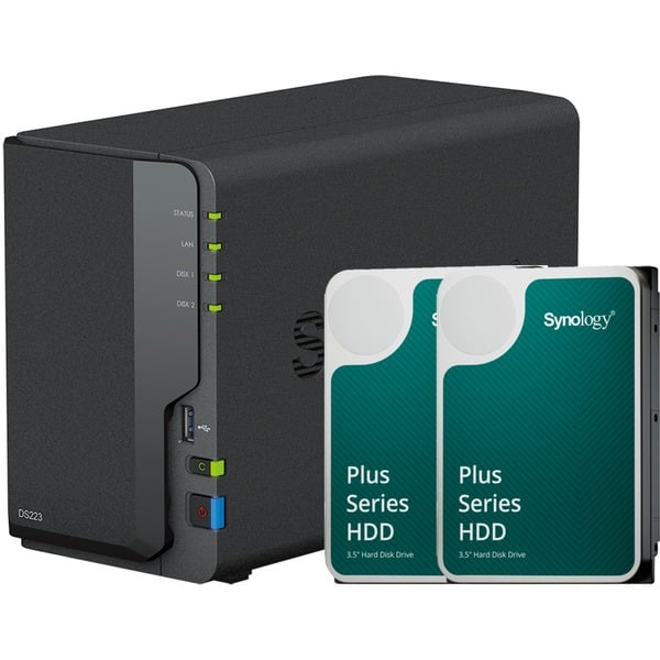 DiskStation DS223 incl. 2x Synology Plus 4 TB harde schijf nas