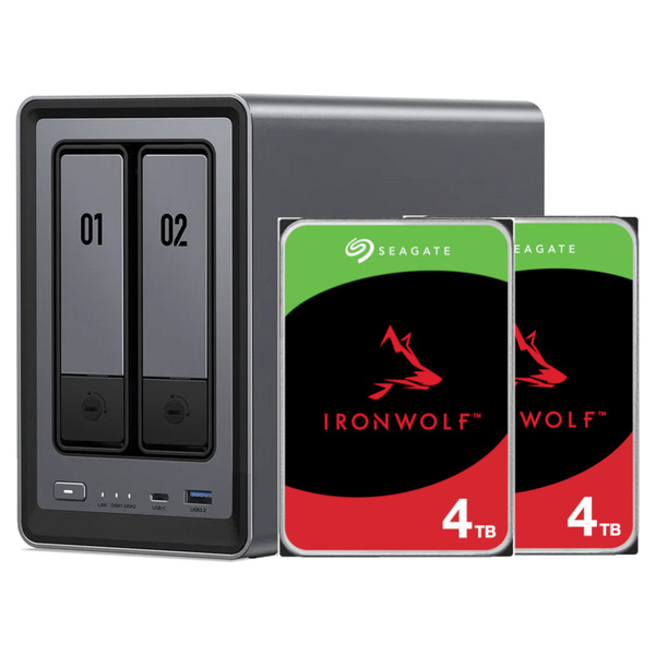 DXP2800 incl. 2x Seagate IronWolf 4 TB harde schijf nas