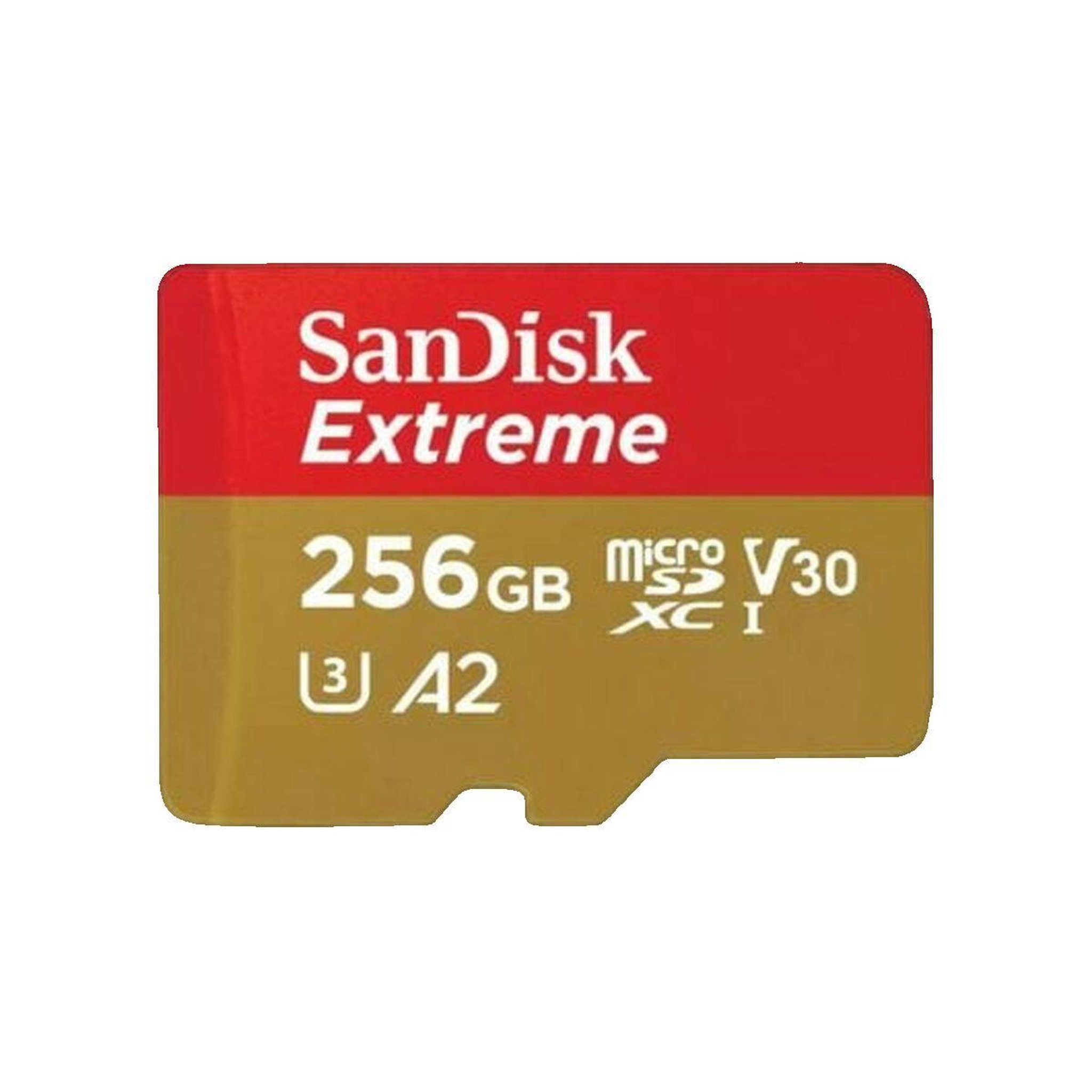 Extreme microSDXC 256GB + SD Adapter + 1 year RescuePRO Deluxe up to 190MB/s & 130MB/s Read/Write speeds A2 C10 V30 UHS-I U3