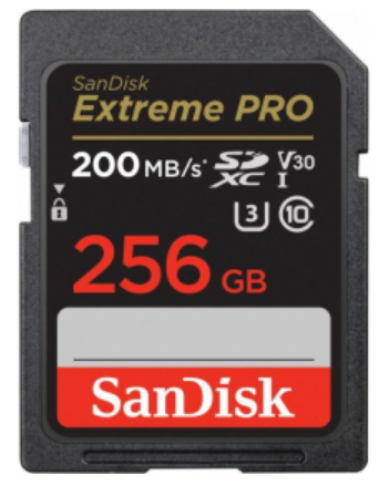 Extreme PRO microSDXC 256GB + SD Adapter + 2 years RescuePRO Deluxe up to 200MB/s & 140MB/s Read/Write speeds A2 C10 V30 UHS-I U3