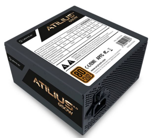 Fonte de Alimentação 20+4 pin ATX Atilius 2.0 Black 650W 80+ Bronze (Preto) - UNYKACH