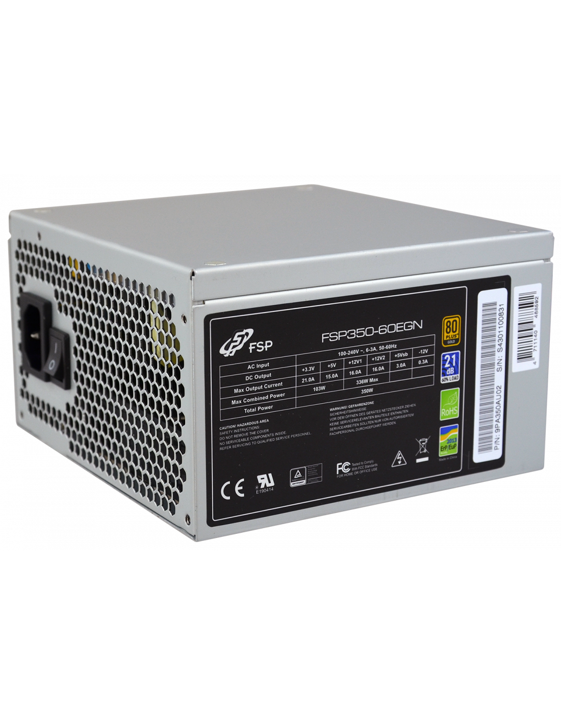 Fonte de Alimentação FSP ATX 350W 80+ Gold, PFC Ativo, Proteções