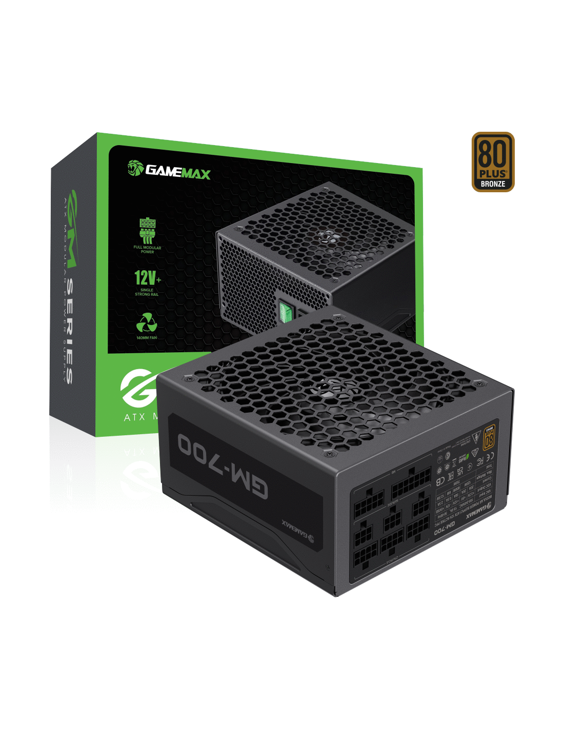 Fonte de Alimentação Gamemax GM-700 700W 80+ Bronze Modular - ATX, 14cm Ventoinha, Proteção Total