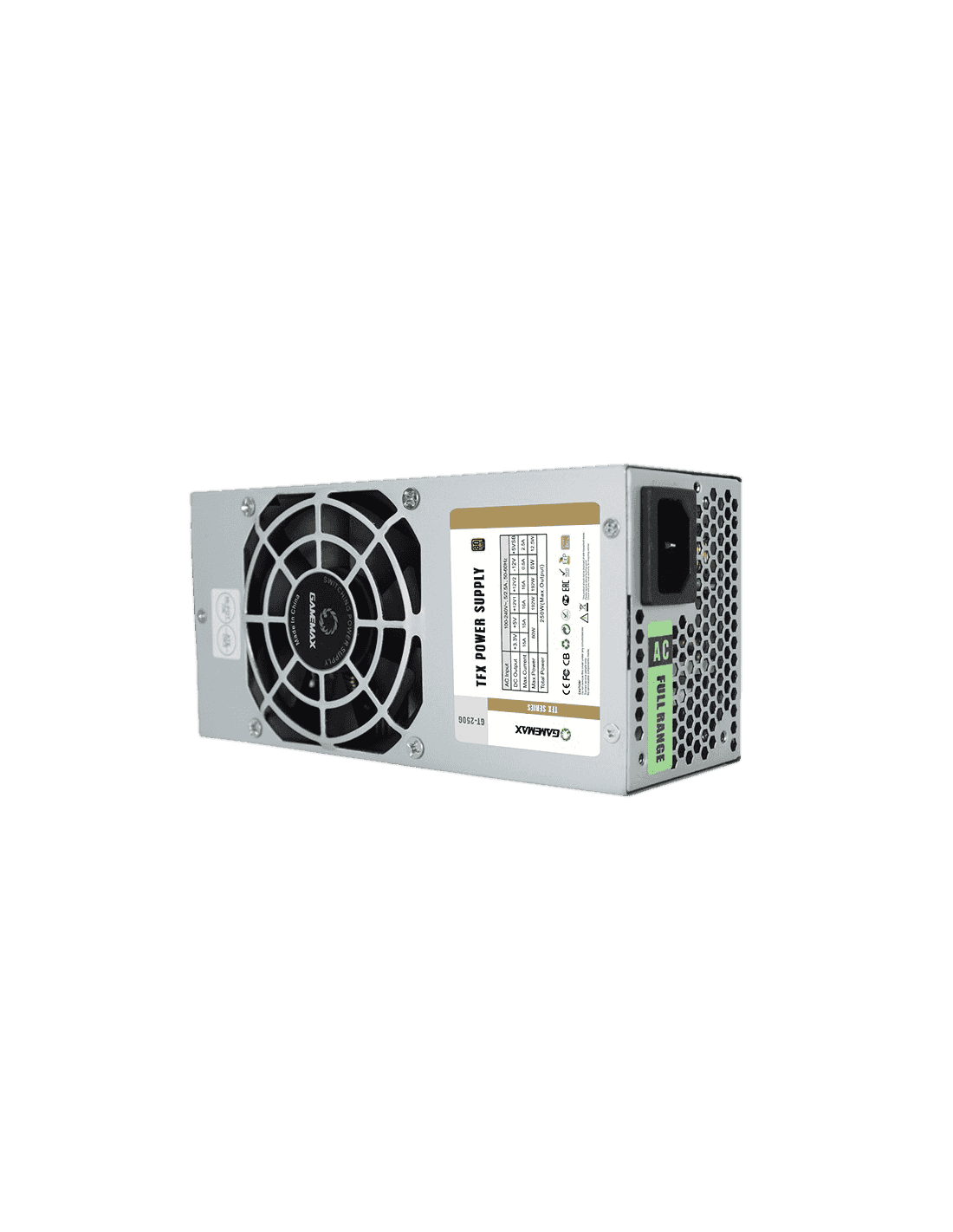 Fonte de Alimentação Gamemax GT-250G 250W TFX 80+ Gold - 8cm Ventoinha, Proteções