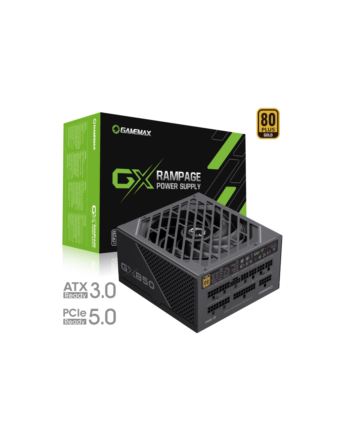 Fonte de Alimentação Gamemax GX-850 PRO BK 850W ATX3.0 PCIe5.0, 80+ Gold