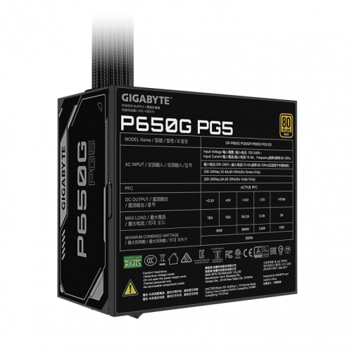 FONTE DE ALIMENTAÇÃO GIGABYTE GP-PB650G 650W ATX 80+ GOLD 12V V2.31