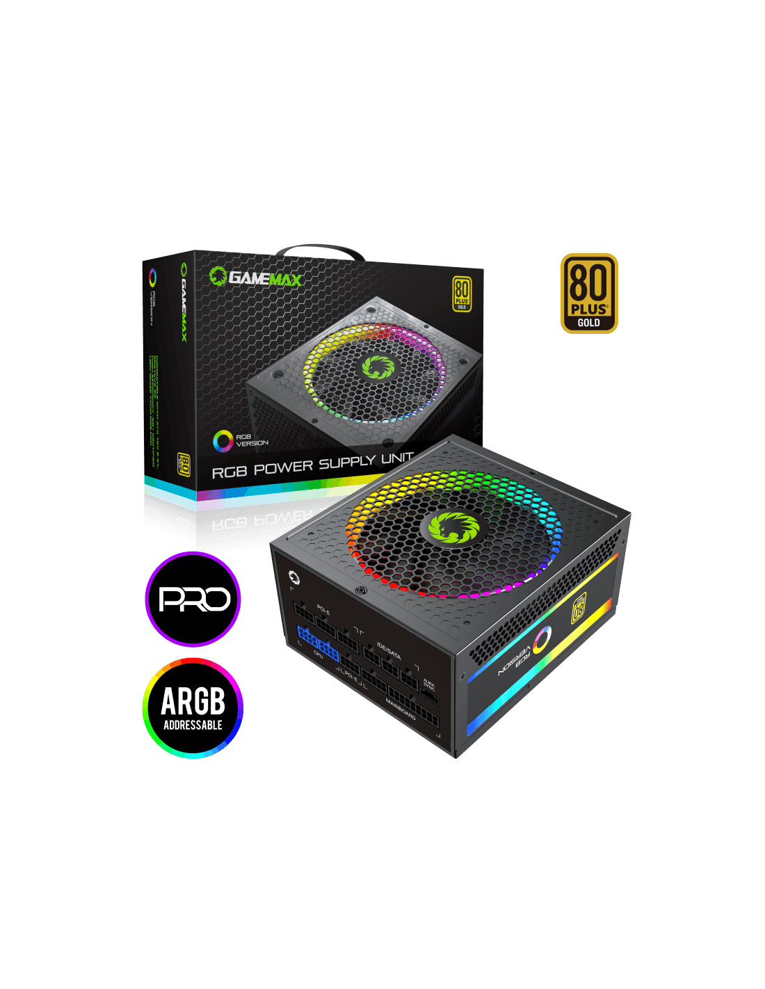 Fonte Gamemax RGB-1050PRO 1050W 80+ Gold, Modular, ARGB