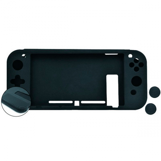 CAPA DE SILICONE NUWA SWITCH PRETA ANTID + 2 GRIPS