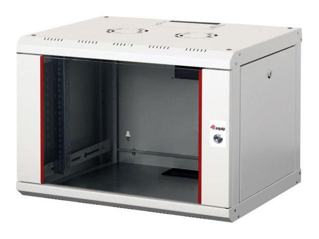 Gabinete de rede de parede Equip Pro Mount de 19", 07U, 600x450mm, com porta de vidro, painéis removíveis e com trava, montado, RAL7035 cinza