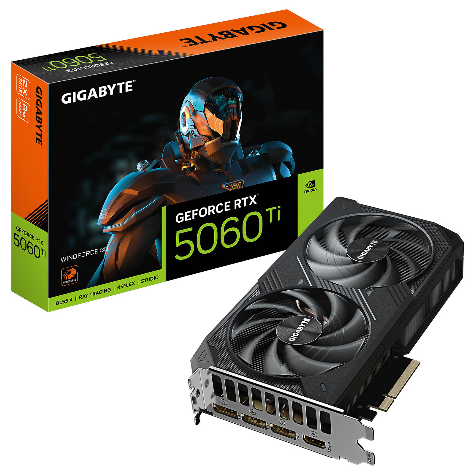 GIGABYTE GeForce RTX 5060 Ti WindForce 2 - 8GB GDDR7 RAM - Grafikkarte