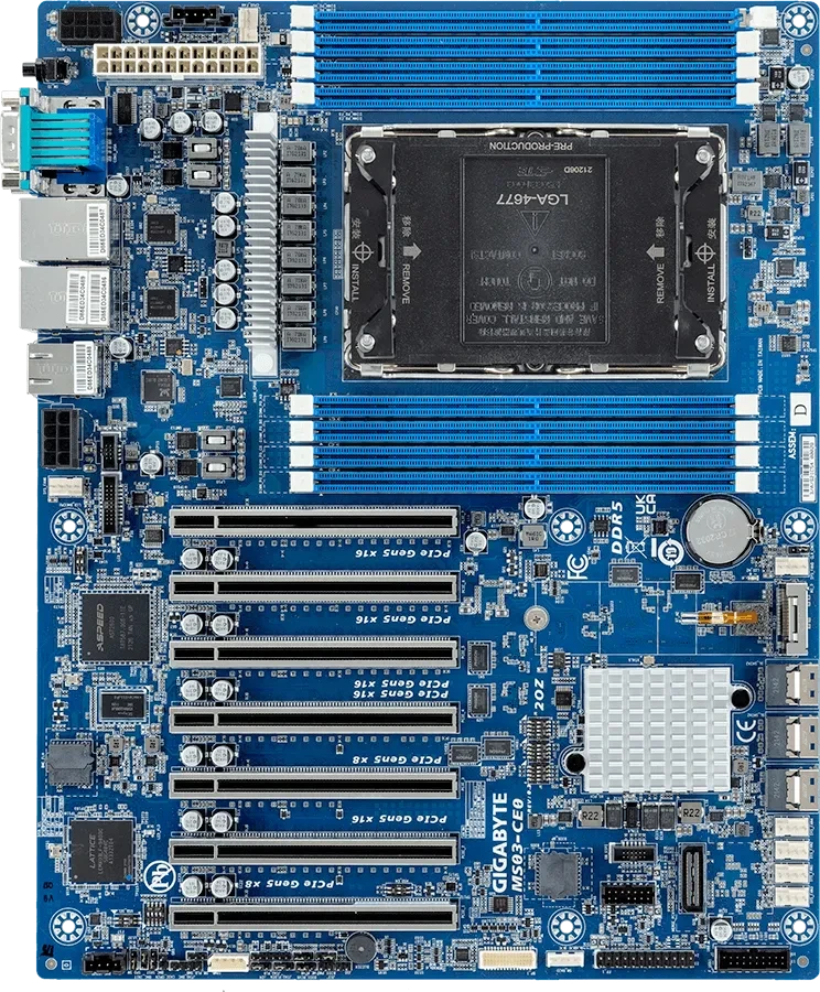 Gigabyte MS03-CE0 Server-Mainboard ATX LGA4677 Socket-E Intel C741 DDR5 256 GB 2x Gigabit LAN