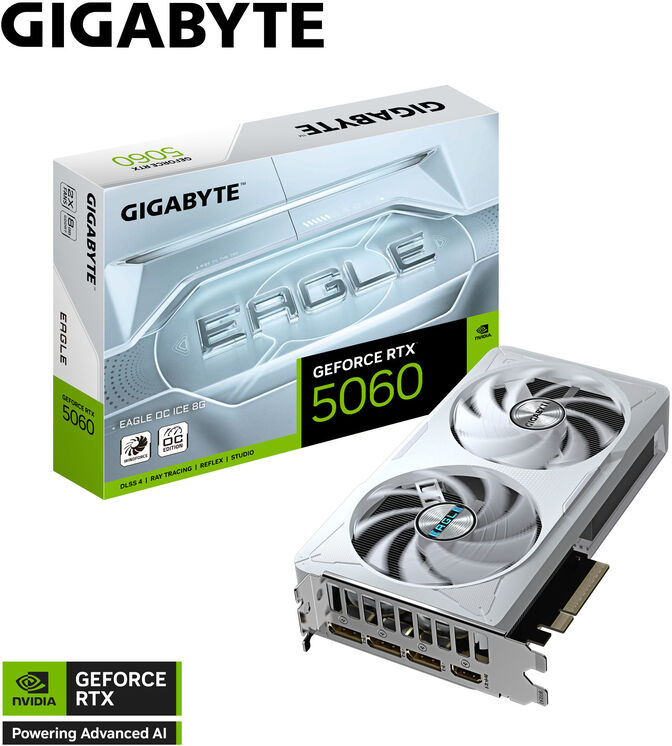 Gráfica Gigabyte GeForce® RTX 5060 Eagle OC Ice 8GB GDDR7 DLSS4