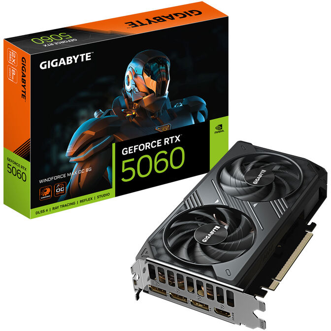 Gráfica Gigabyte GeForce® RTX 5060 WindForce Max OC 8GB GDDR7 DLSS4