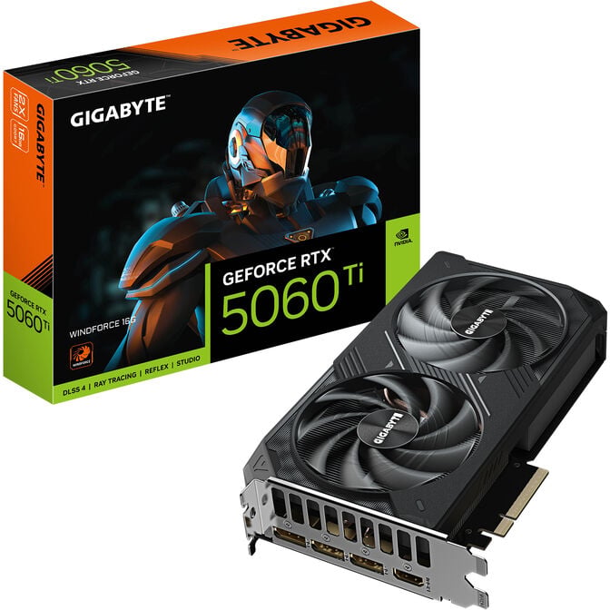 Gráfica Gigabyte GeForce® RTX 5060 Ti WindForce 2 16GB GDDR7 DLSS4