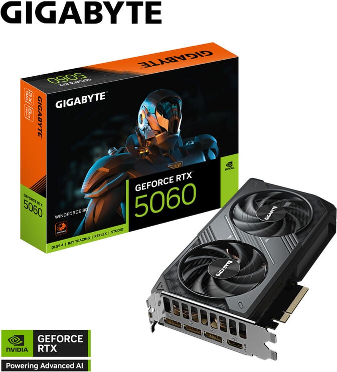 Gráfica Gigabyte GeForce® RTX 5060 WindForce 8GB GDDR7 DLSS4