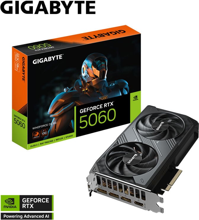 Gráfica Gigabyte GeForce® RTX 5060 WindForce OC 8GB GDDR7 DLSS4
