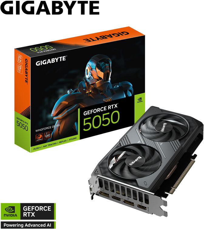 Gráfica Gigabyte GeForce® RTX 5050 WindForce OC 8GB GDDR6 DLSS4