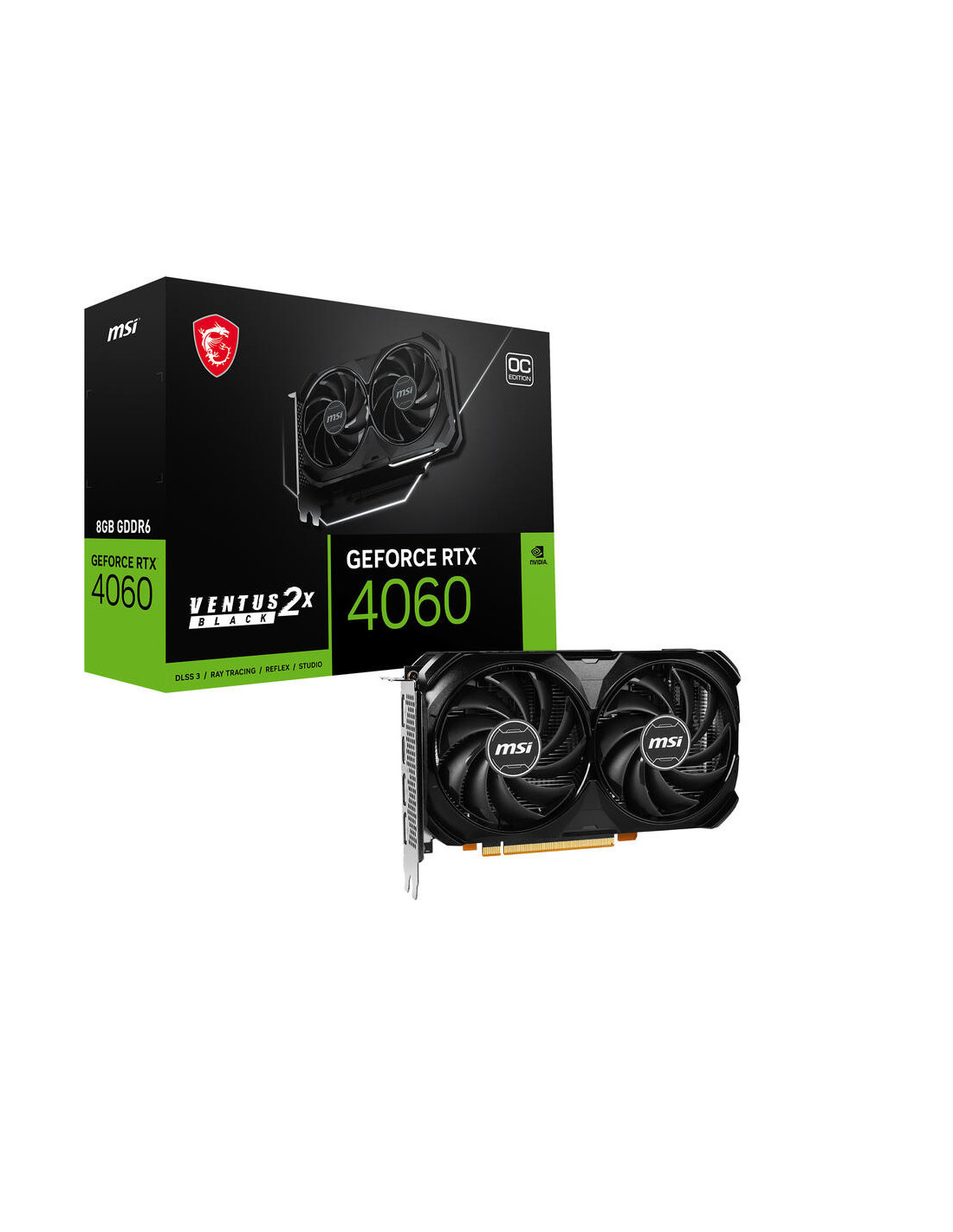 Gráfica MSI GeForce® RTX 4060 VENTUS 2X BLACK 8GB GDDR6 DLSS3