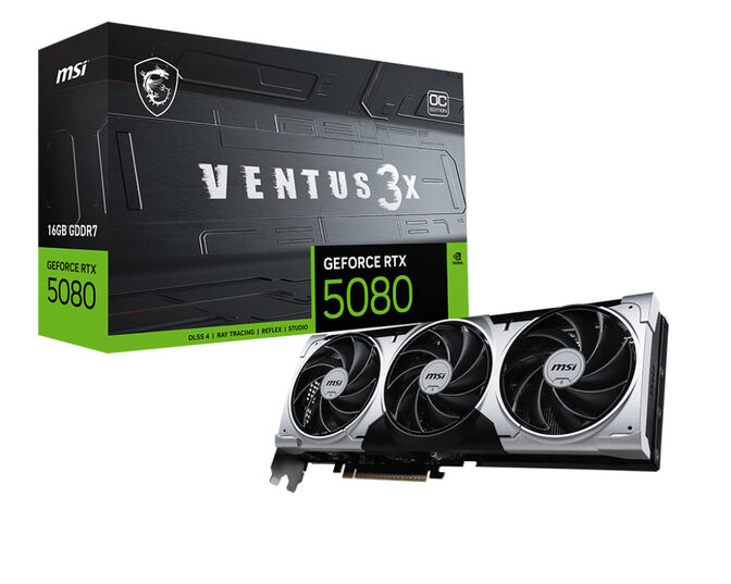 Gráfica MSI GeForce® RTX 5080 VENTUS 3X OC PLUS 16GB GDDR7 DLSS4