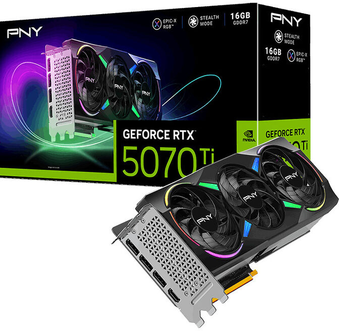 Gráfica PNY GeForce® RTX 5070 Ti Gaming RGB Triple Fan OC 16GB GDDR7 DLSS4