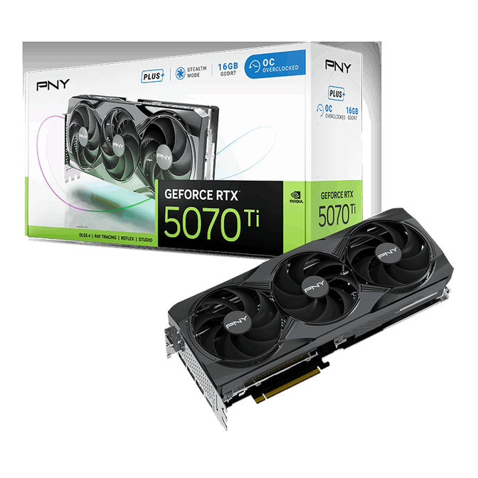 Gráfica PNY GeForce® RTX 5070 Ti Gaming Triple Fan Plus OC 16GB GDDR7 DLSS4