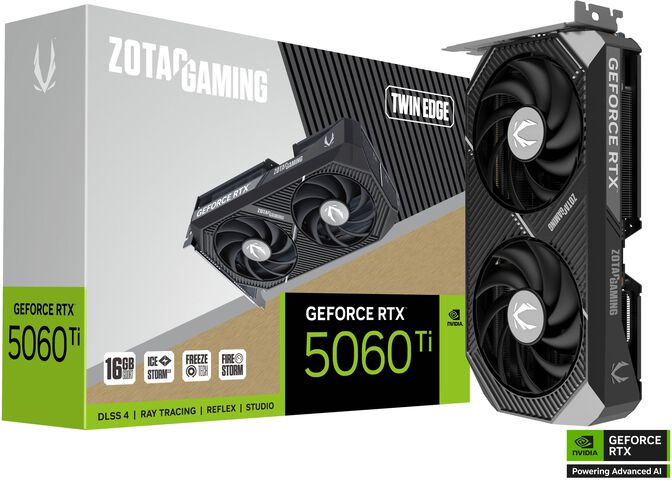 Gráfica ZOTAC GeForce® RTX 5060 Ti Twin Edge OC 16GB GDDR7 DLSS4