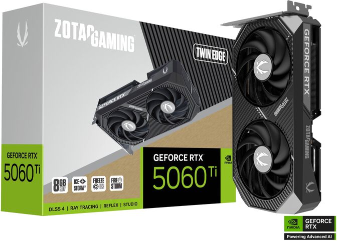 Gráfica ZOTAC GeForce® RTX 5060 Ti Twin Edge 8GB GDDR7 DLSS4
