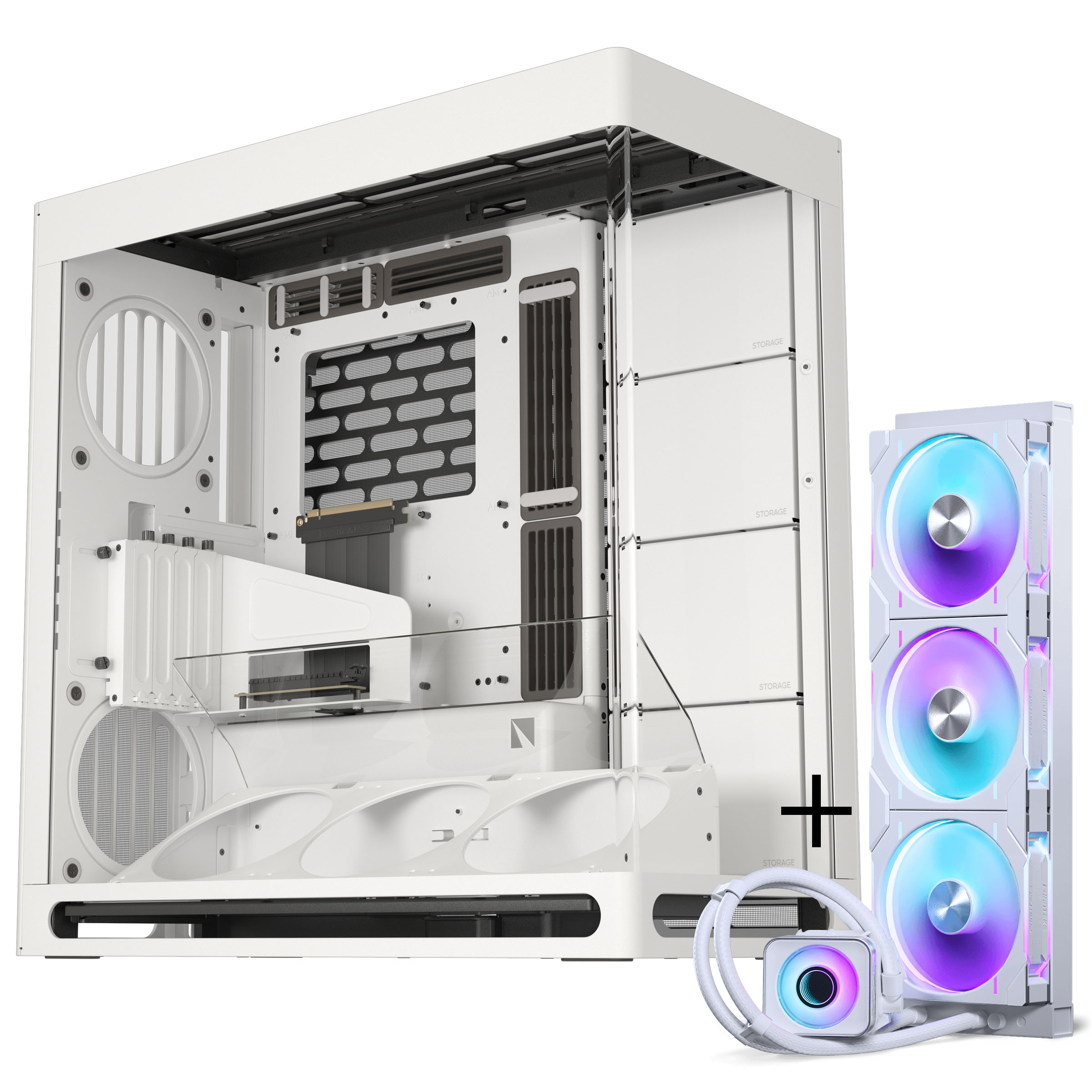 HAVN HS 420 VGPU PC-Gehäuse + PHANTEKS Glacier One 420D30 X2 DRGB AiO Wasserkühlung - 420mm, weiß