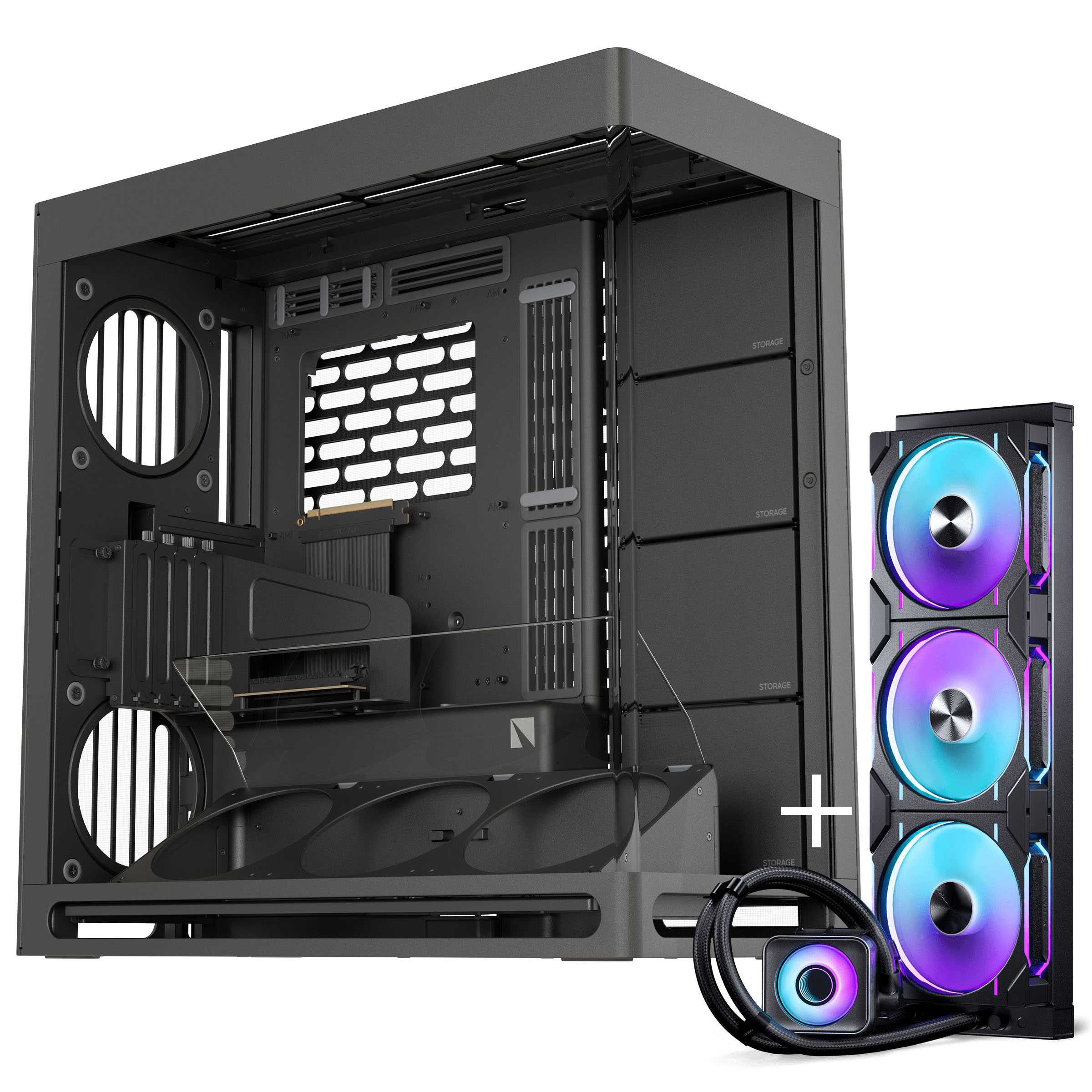 HAVN HS 420 VGPU PC-Gehäuse + PHANTEKS Glacier One 420D30 X2 DRGB AiO Wasserkühlung - 420mm, schwarz