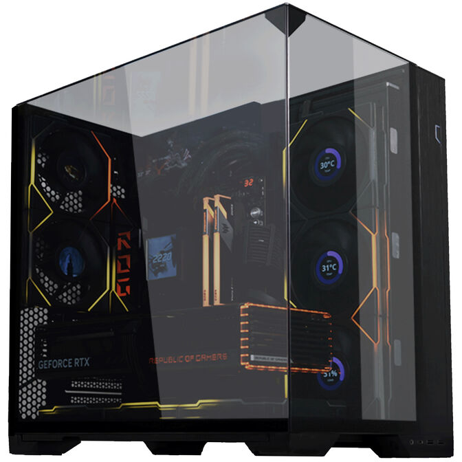 High-End Gaming-PC-Konfigurator, Lian Li O11 Vision Compact, Intel LGA 1851, Core Ultra Prozessor, RTX 5080 / 5090 GPU, AiO Wasserkühlung – ATX, schwarz