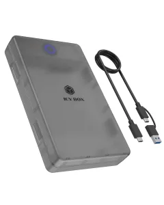 ICYBOX IB-388-CU3 2,5" / 3,5" HDD/SSD-ulkoisen aseman kotelo, 1-paikkainen, USB 3.2 Gen 1, USB-C, UASP-tuki, musta/läpinäkyvä
