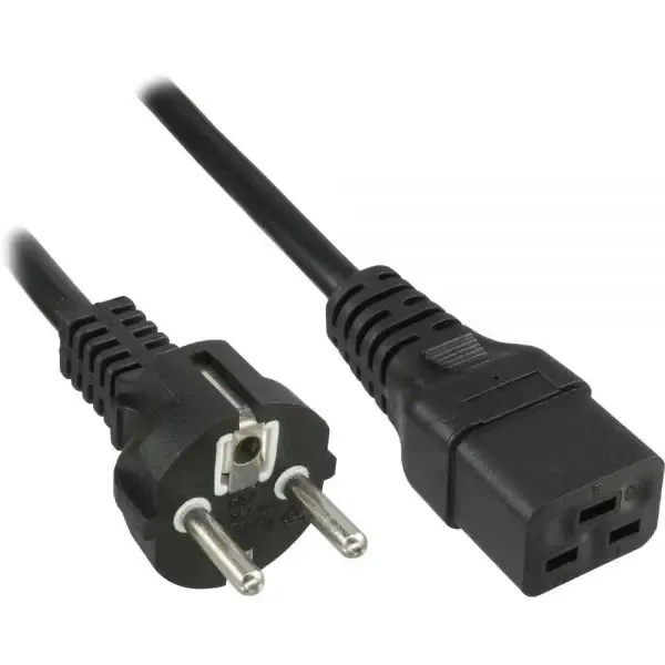InLine Netzkabel C19, 16A, Schutzkontakt, gerade - 2m, schwarz