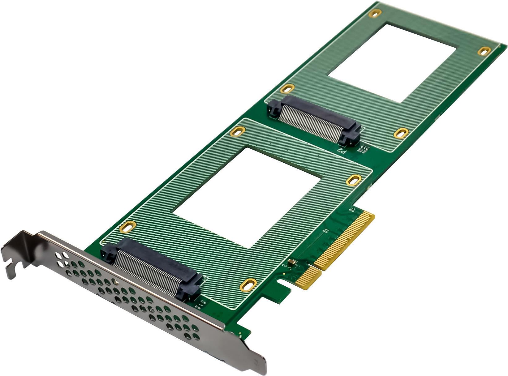InLine PCIe-Karte zu 2x intern U.2 NVMe SFF-8639 Bifurcation x8