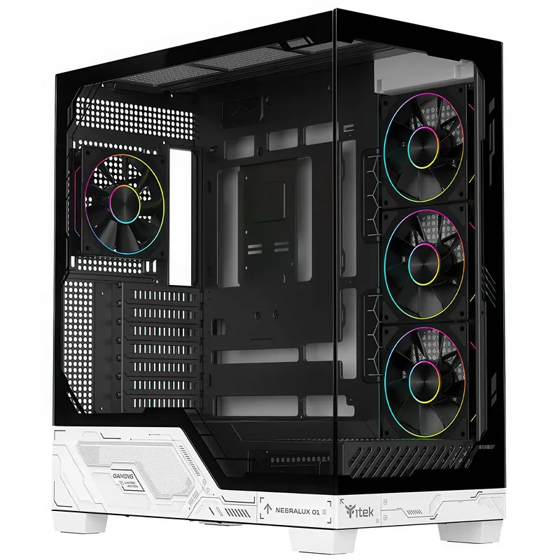 iTek Case Nebralux 01 ARGB, Mid-Tower, Vetro Temperato - Bianco/Nero