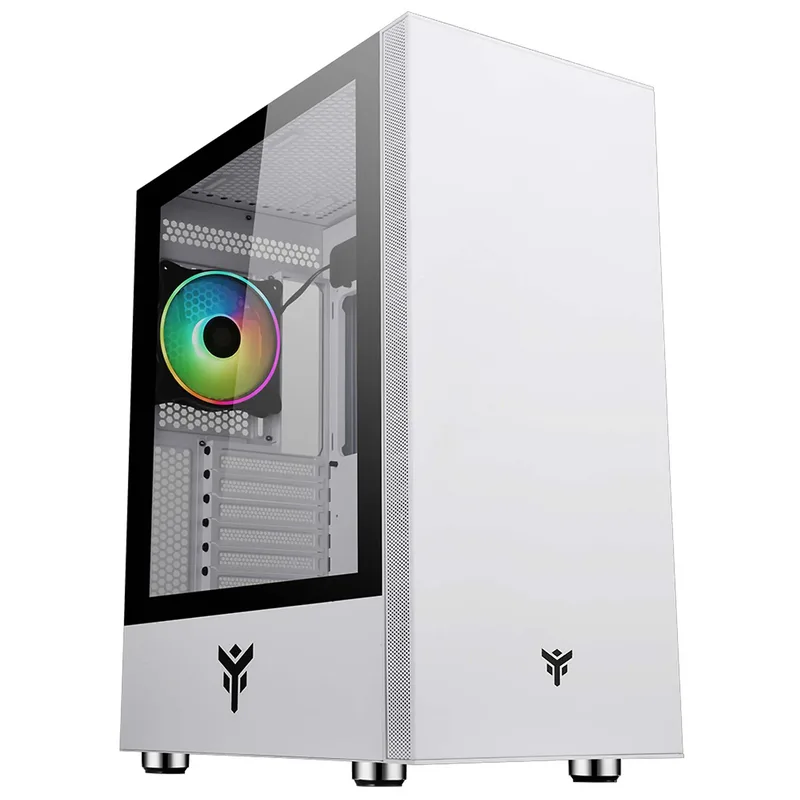 iTek Case VERTIBRA S210, Illuminazione RGB, Vetro Temperato - Bianco
