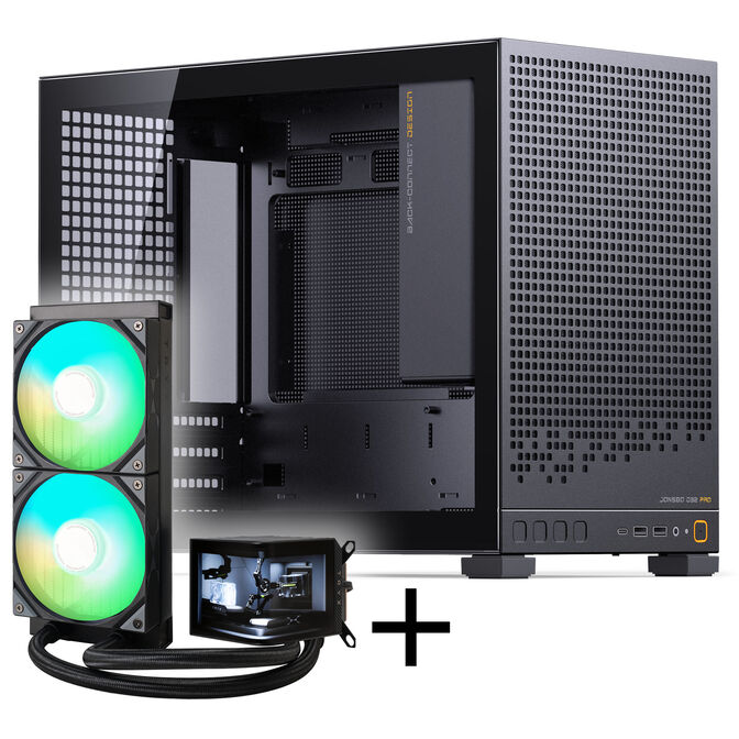 Jonsbo D32 PRO PC-Gehäuse + TRYX PANORAMA Komplett-Wasserkühlung, ARGB - 240mm, schwarz