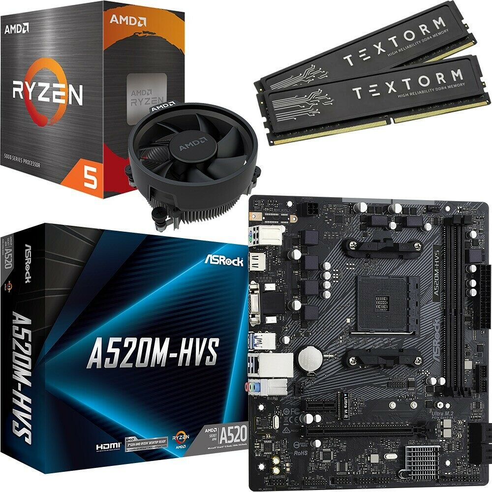 Kit Ã©vo Ryzen 5 5500 + A520M-HVS + 32 Go