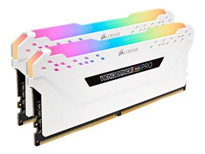 Kit Barrettes mémoire 16Go (2x8Go) DIMM DDR4 Corsair Vengeance Pro RGB  3000Mhz (Blanc)