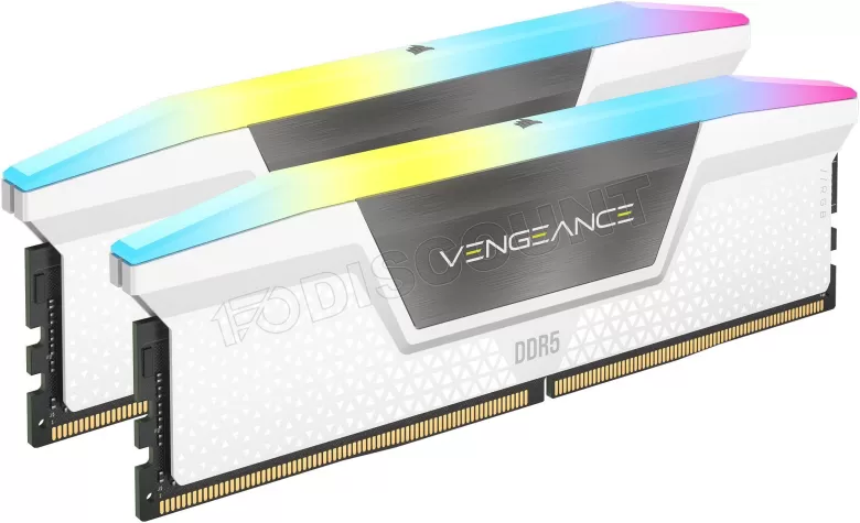 Kit Barrettes mémoire 32Go (2x16Go) DIMM DDR5 Corsair Vengeance RGB 5600MHz CL36 (Blanc)