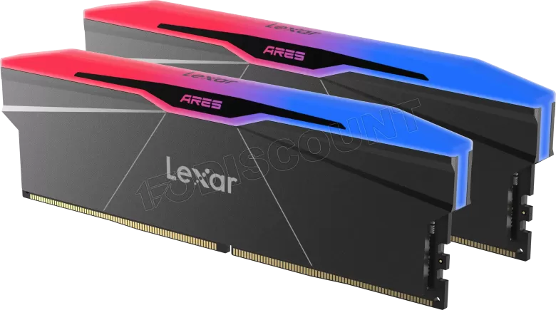 Kit Barrettes mémoire 32Go (2x16Go) DIMM DDR5 Lexar Ares 2nd Gen RGB 6400MHz C30 (Noir)