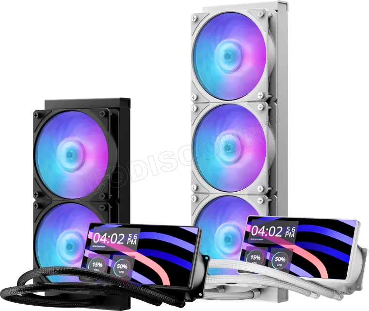 Kit Watercooling AIO Cooler Master MasterLiquid Core LCD RGB - 240mm (Blanc)