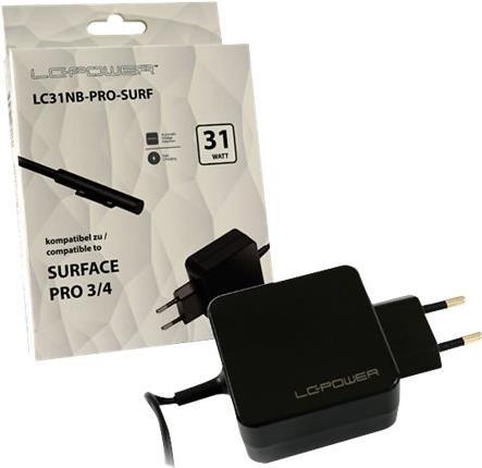 LC Power LC31NB-PRO-SURF Notebook-Netzteil 31 W für Microsoft Surface Pro 3, Pro 4 Schwarz