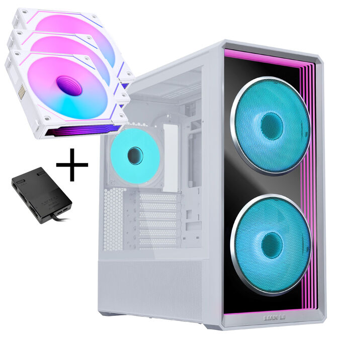 Lian Li LANCOOL 217 INF PC-Gehäuse Bundle + 3x UNI FAN SL-INF 120 Reverse Blade Lüfter - weiß