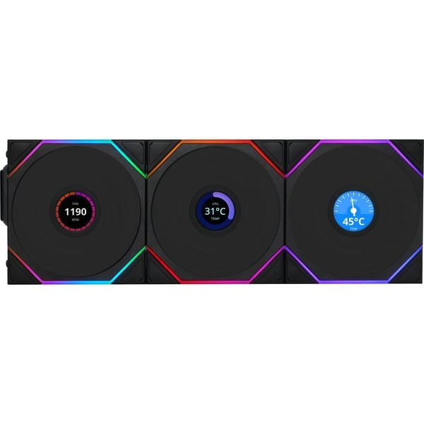 Lian Li Uni Fan TL LCD Wireless 120 Reverse Blade (noir) - Pack de 3