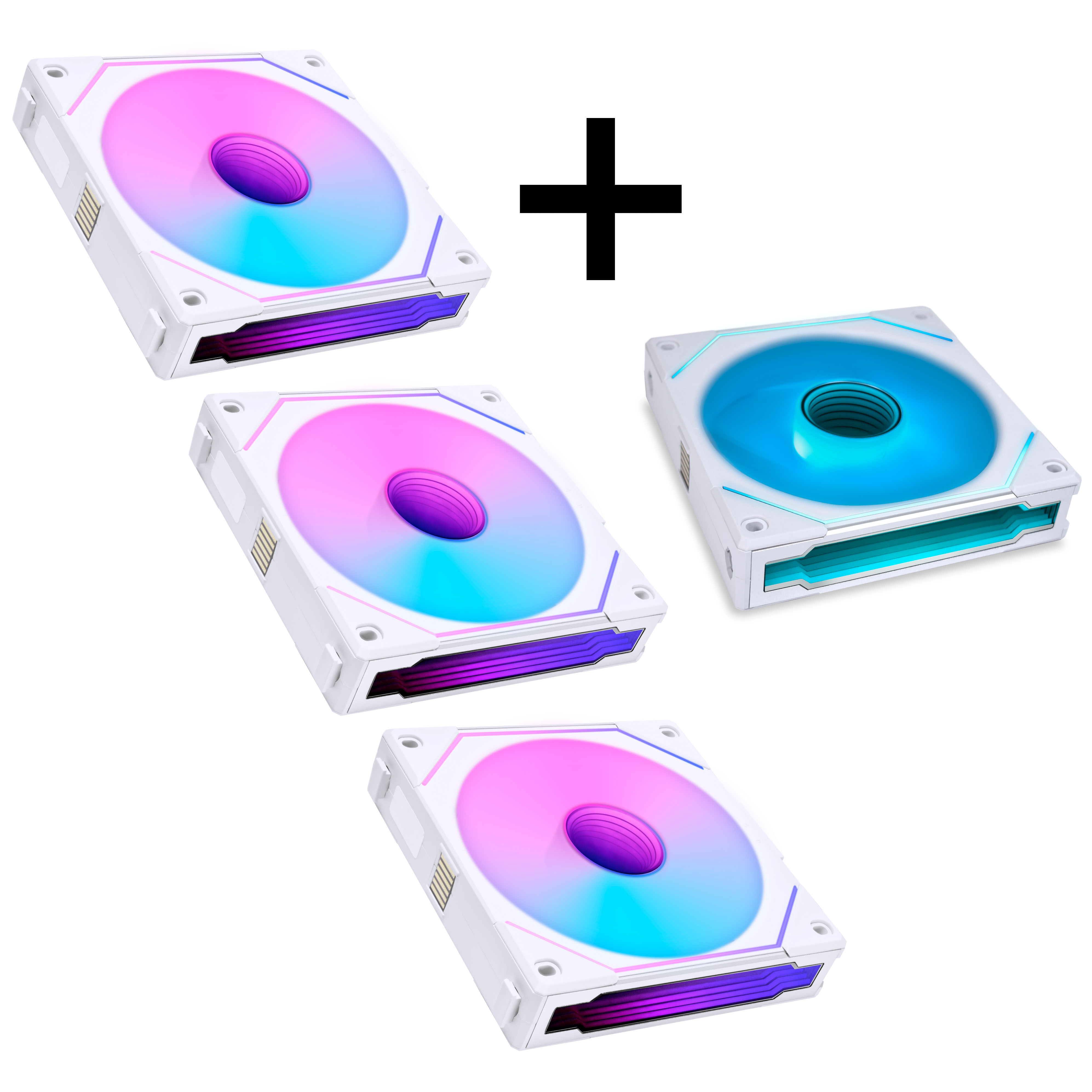 Lian Lian Li "4er Pack" - 3x UNI FAN SL-INF 120 ARGB Reverse Blade PWM Lüfter & 1x Standard Blade, 120mm - weiß (Ohne Controller)