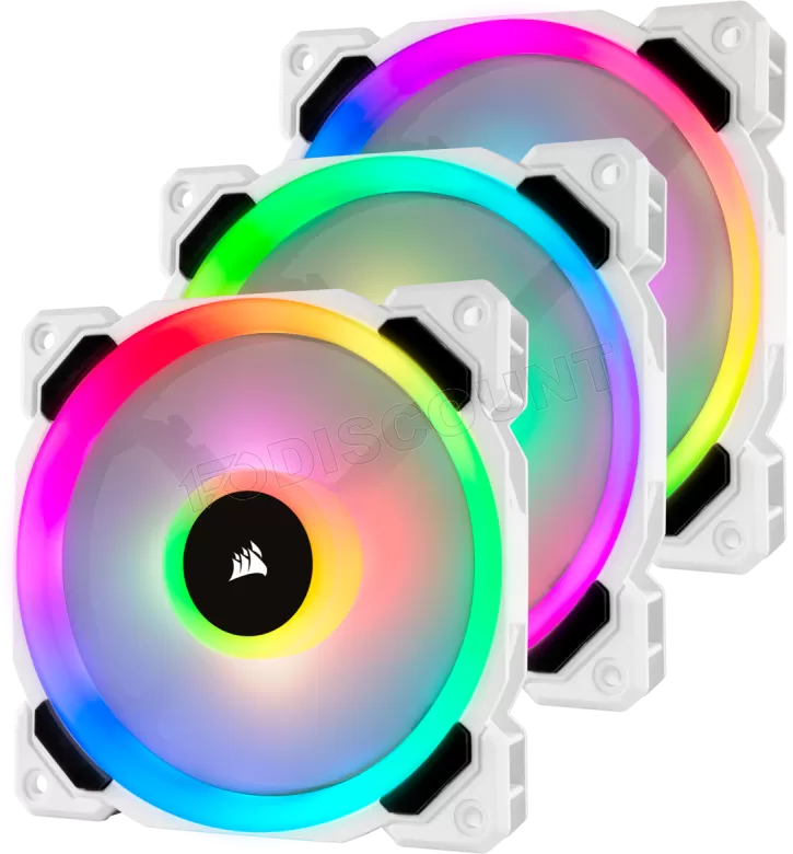 LL Series, LL120 RGB White, 120MM Dual Light LOOP RGB LED PWM FAN, 3 FAN PACK WI