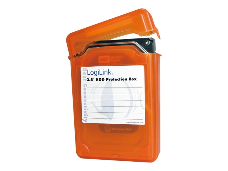 LogiLink Festplatten Schutz-Box für 3,5 Zoll HDD´s, orange