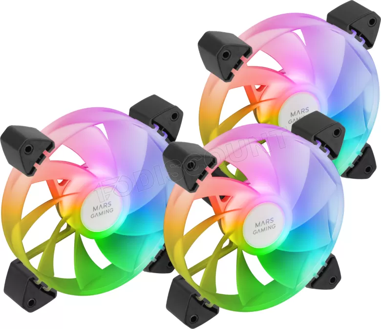 Lot de 3 Ventilateurs boitier Mars Gaming MF-3AR RGB - 12cm (Noir)