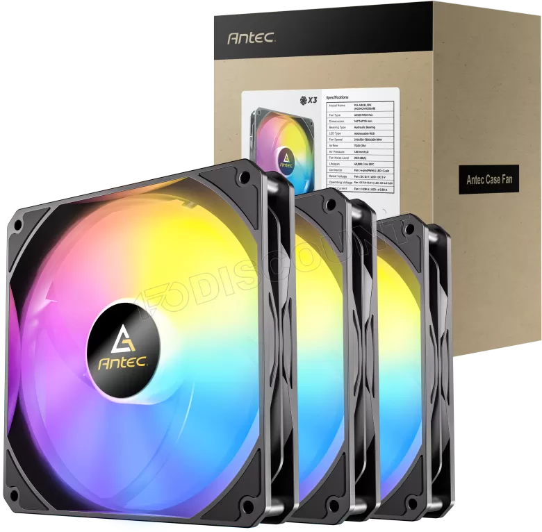 Lot de 3 Ventilateurs de boitier Antec P14 RGB - 14cm (Noir)